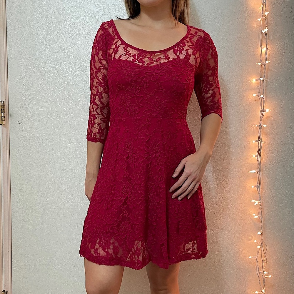 Material Girl raspberry lace dress